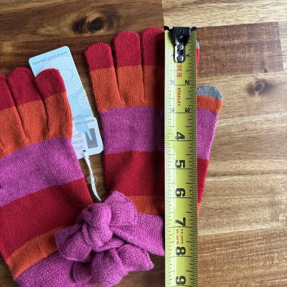 Mud Pie Womens Winter Gloves Rainbow Stripe Multicolored One Size Acrylic‎ NWT